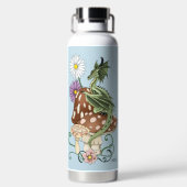 グリーンマッシュルームドラゴンファンタジー花 ウォーターボトル (背面)