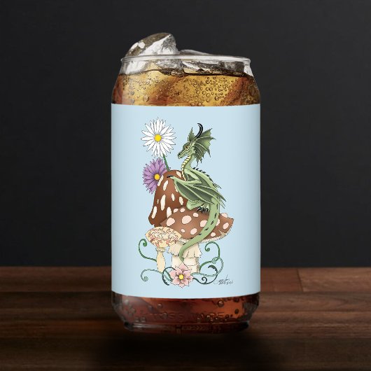 グリーンマッシュルームドラゴンファンタジー花 ガラス缶