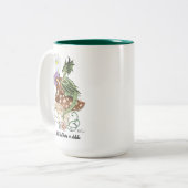 グリーンマッシュルームドラゴンファンタジー花 ツートーンマグカップ (正面左)