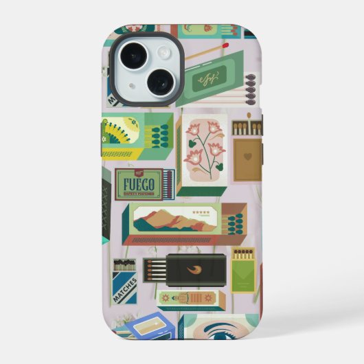 グリーンマッチボックスフォンケース iPhone 15ケース (裏面)
