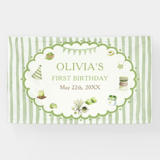 グリーンマッチャストライプ 誕生日 横断幕 (横)
