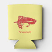 グリーンマトゥカストリーマーフライ結び、フライ釣りアート 缶クーラー (裏面)