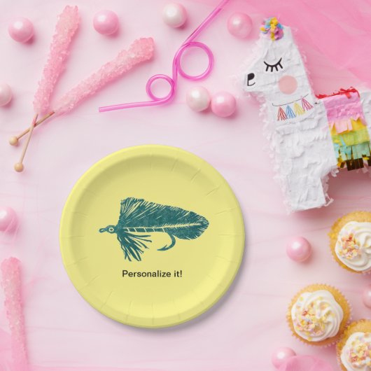 グリーンマトゥカストリーマーフライ釣り、フライ結びアート ペーパープレート (パーティー)