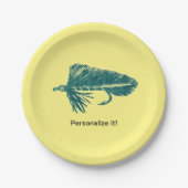 グリーンマトゥカストリーマーフライ釣り、フライ結びアート ペーパープレート (正面)