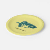 グリーンマトゥカストリーマーフライ釣り、フライ結びアート ペーパープレート (アングル)