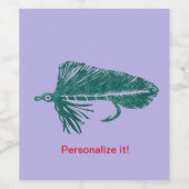 グリーンマトゥカストリーマー、フライ結び、フライ釣りアート ワインラベル (シングルラベル)