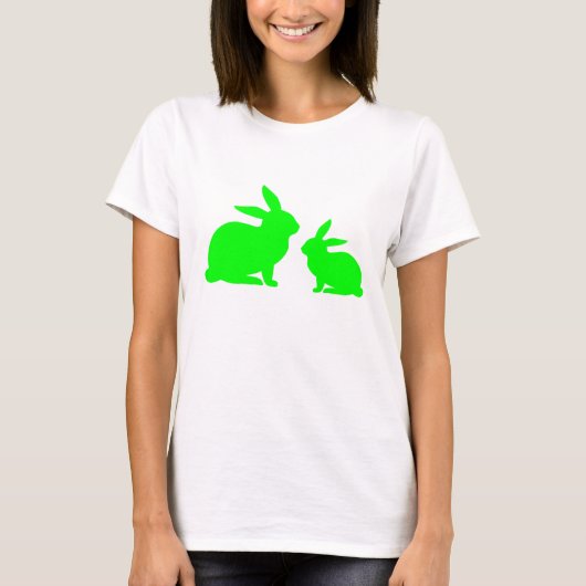 グリーンママと赤ちゃんウサギ Tシャツ (正面)