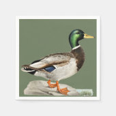 グリーンマラードアヒル狩り自然アート スタンダードカクテルナプキン (正面)