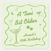 グリーンマルティーニをテーマにした誕生日パーティー スクエアシール (正面)