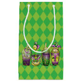 グリーンマルディグラスダイヤモンド&パープル金ゴールド飲料 スモールペーパーバッグ (正面)