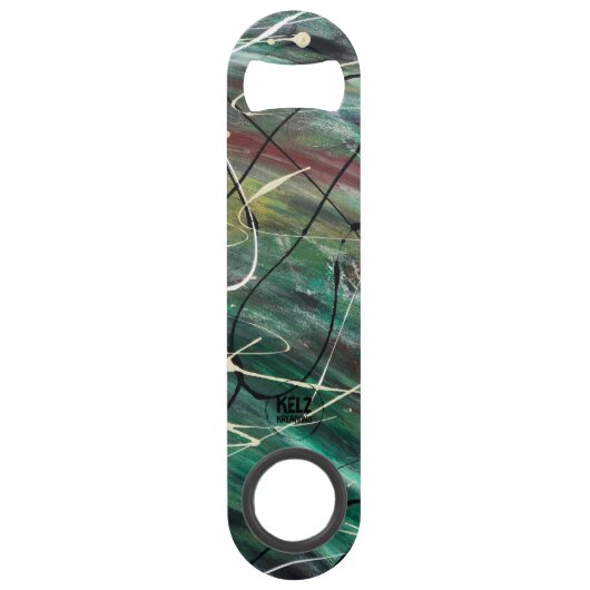 グリーンマルーンホワイトステンレス鋼ボトルオープナー スピード栓抜き (正面)