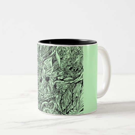 グリーンマンの木製精神のコーヒー・マグ ツートーンマグカップ (正面右)