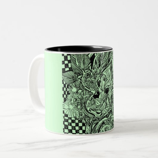 グリーンマンの木製精神のコーヒー・マグ ツートーンマグカップ (正面左)