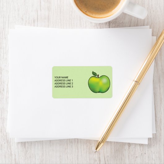 グリーンマンガアップルイラストレーションカスタム文字 ラベル (インサイチュ)
