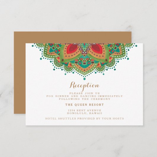 グリーンマンダラの結婚式の招待状カード エンクロージャーカード