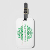 グリーンマンダラアートパーソナライズされた ラゲッジタグ (正面縦)