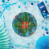 グリーンマンダラフラワーカスタム紙プレート7イン ペーパープレート (パーティー)