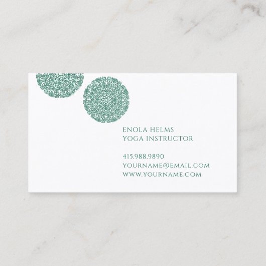グリーンマンダラユニバースシンボルヨガインストラクター 名刺 (裏面)
