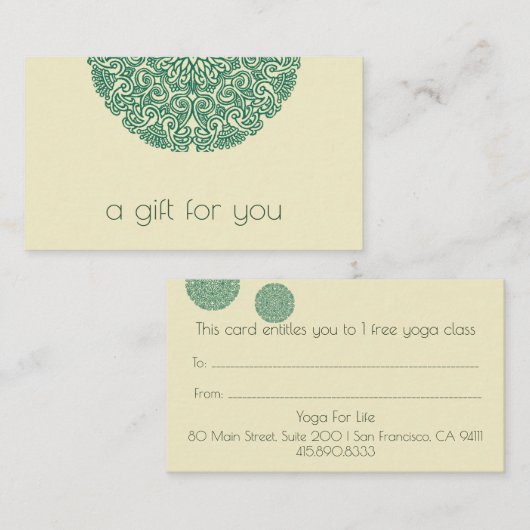 グリーンマンダラヨガインストラクター ロイヤリティカード (正面/裏面)