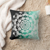 グリーンマンダラ抽象芸術スロー クッション (ブランケット)