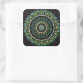 グリーンマンダラ | 手絵を描 | 神聖ジオメトリ スクエアシール (バッグ)