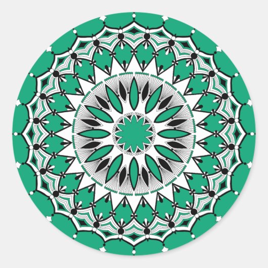 グリーンマンダル(デザイン1)ステッカー ラウンドシール (正面)