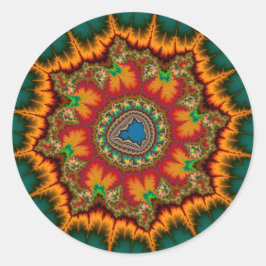 グリーンマンデルブロットフラクタルポスター ラウンドシール