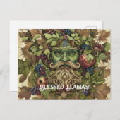 グリーンマンラムマスグリーティングカード ポストカード (正面/裏面)