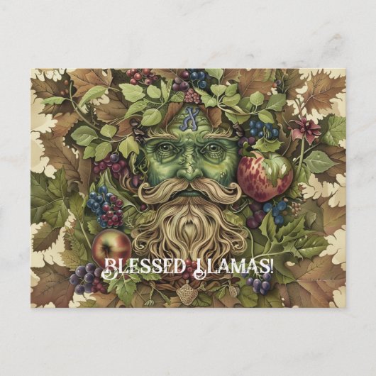 グリーンマンラムマスグリーティングカード ポストカード (正面)