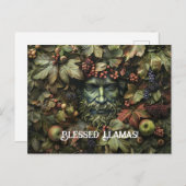 グリーンマンラムマスグリーティングカード ポストカード (正面/裏面)