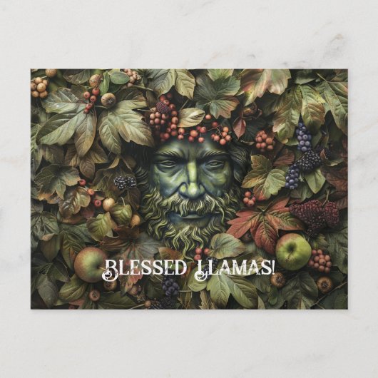 グリーンマンラムマスグリーティングカード ポストカード (正面)