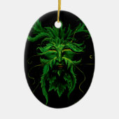 グリーンマン妖精離れズブラック セラミックオーナメント (正面)