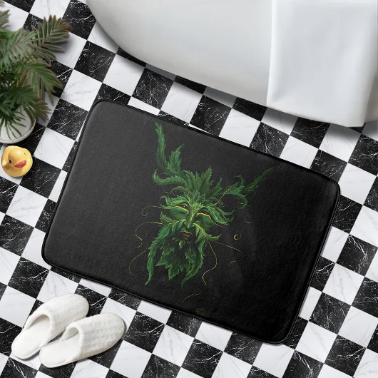 グリーンマン妖精離れズブラック バスマット