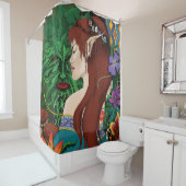 グリーンマン小妖精や小人ファンタジーフローラ シャワーカーテン (インサイチュ)