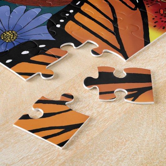 グリーンマン小妖精や小人ファンタジーフローラ ジグソーパズル (側面)