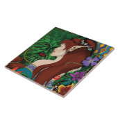 グリーンマン小妖精や小人ファンタジーフローラ タイル (側面)