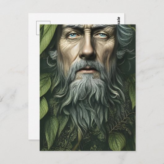 グリーンマン民俗神デジタルアート ポストカード (正面/裏面)
