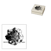 「グリーンマン」木工切手 ラバースタンプ (押印)