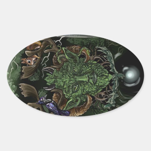 グリーンマン 楕円形シール (正面)