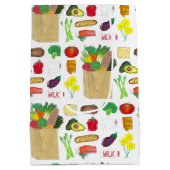 グリーンマーケットでの買い物 フルーツ 野菜 食品 ミディアムペーパーバッグ (裏面)