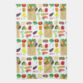 グリーンマーケットスーパーショッピングフルーツ野菜食品 キッチンタオル (縦)