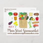 グリーンマーケットスーパーショッピングフルーツ野菜食品 ポストカード (正面/裏面)