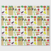 グリーンマーケットスーパーショッピングフルーツ野菜食品 ラッピングペーパー (フラット)