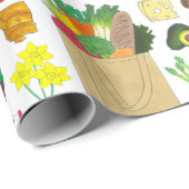 グリーンマーケットスーパーショッピングフルーツ野菜食品 ラッピングペーパー (ロールコーナー)