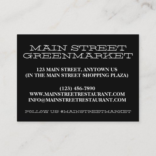 グリーンマーケットスーパーショッピングフルーツ野菜食品 名刺 (裏面)