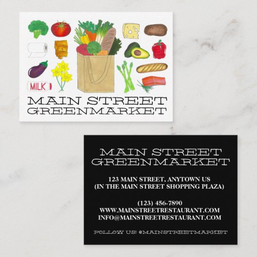 グリーンマーケットスーパーショッピングフルーツ野菜食品 名刺 (正面/裏面)