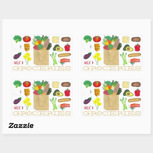 グリーンマーケットスーパーショッピングフルーツ野菜食品 長方形シール (シート)