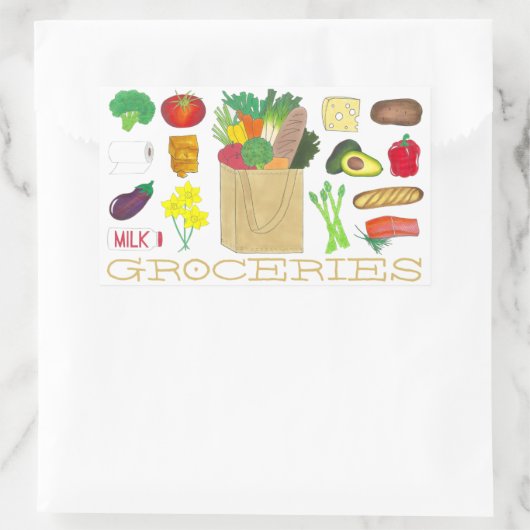 グリーンマーケットスーパーショッピングフルーツ野菜食品 長方形シール (バッグ)
