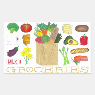 グリーンマーケットスーパーショッピングフルーツ野菜食品 長方形シール