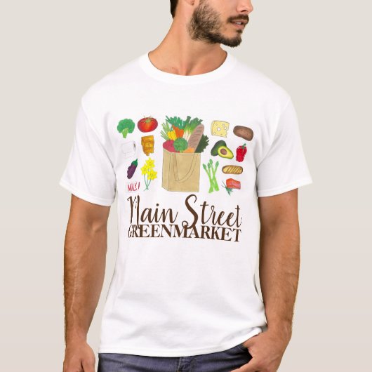 グリーンマーケットスーパーショッピングフルーツ野菜食品 Tシャツ (正面)